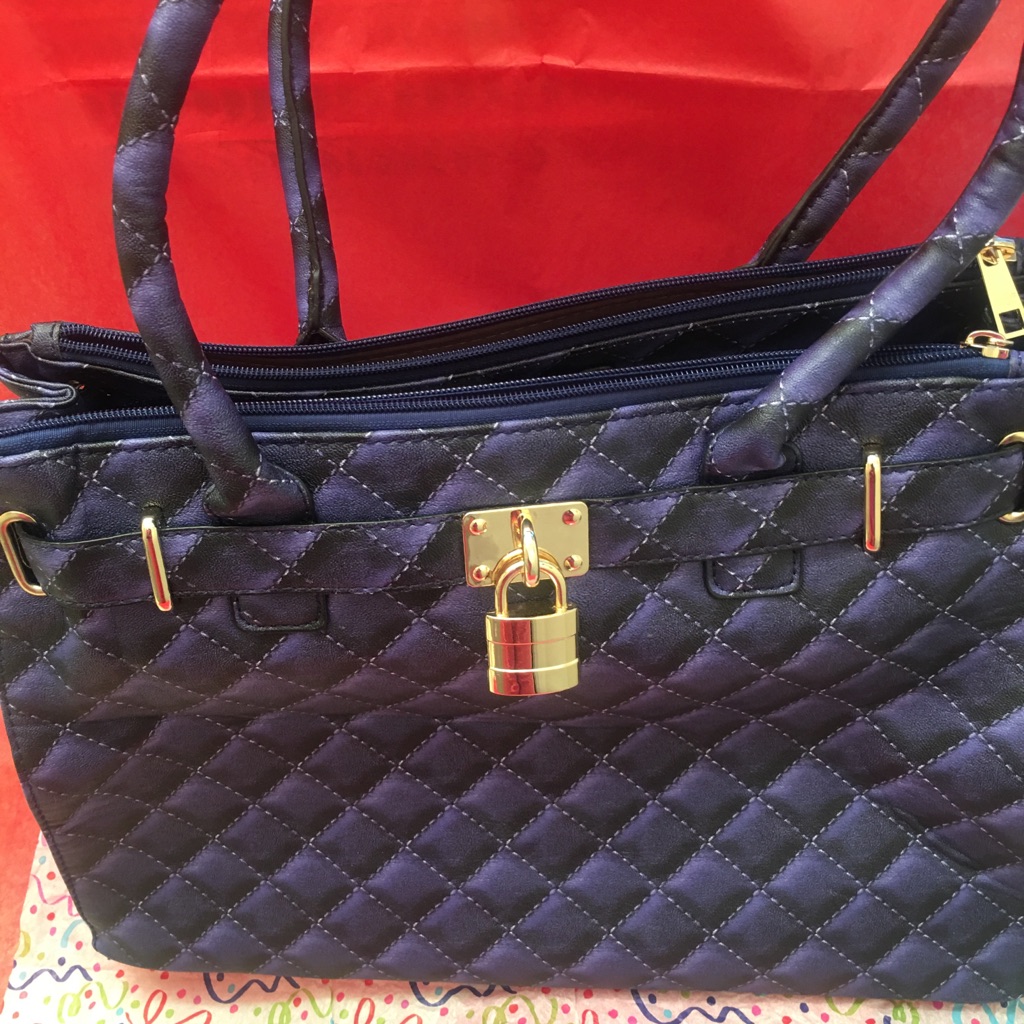 Blue Diamond Pattern Handbag